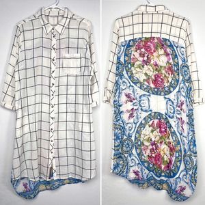 Soft Surroundings White and Blue Floral Midi Dress